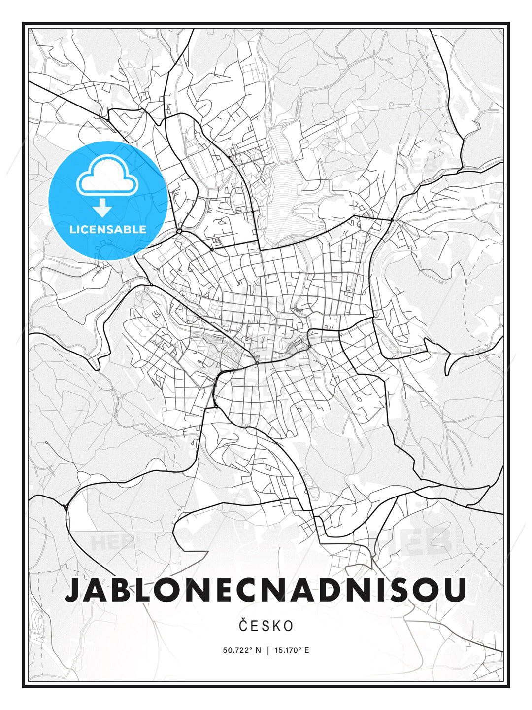 JABLONECNADNISOU / Jablonec nad Nisou, Czechia, Modern Print Template in Various Formats - HEBSTREITS Sketches