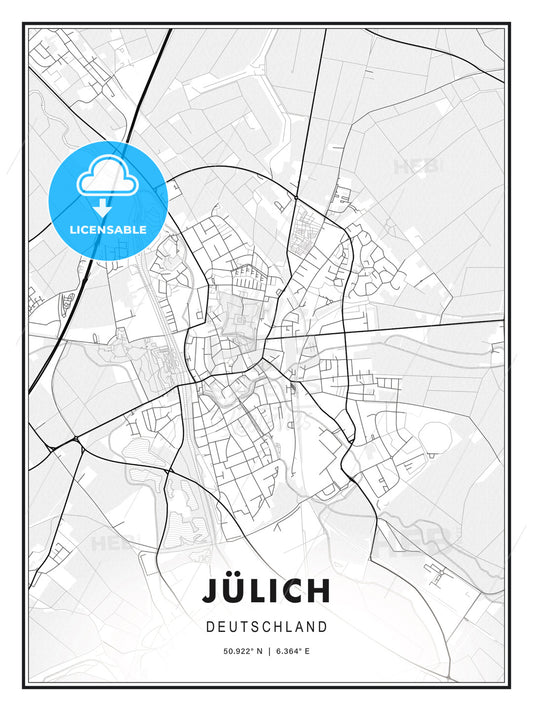 JÜLICH / Julich, Germany, Modern Print Template in Various Formats - HEBSTREITS Sketches