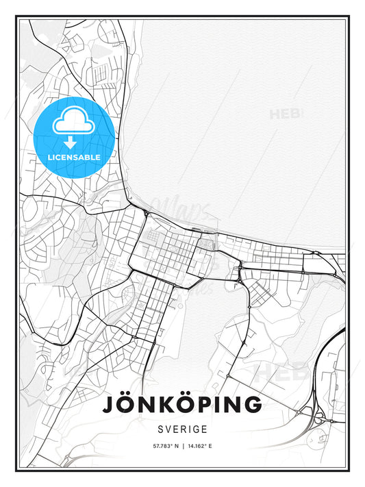 Jönköping, Sweden, Modern Print Template in Various Formats - HEBSTREITS Sketches