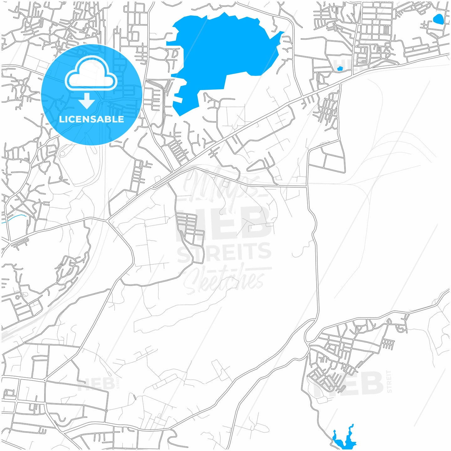 Jabalpur, Madhya Pradesh, India, city map with high quality roads.