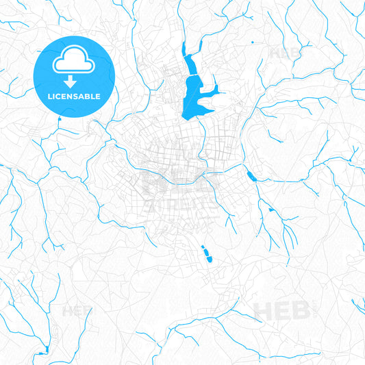 Jablonec nad Nisou, Czechia PDF vector map with water in focus