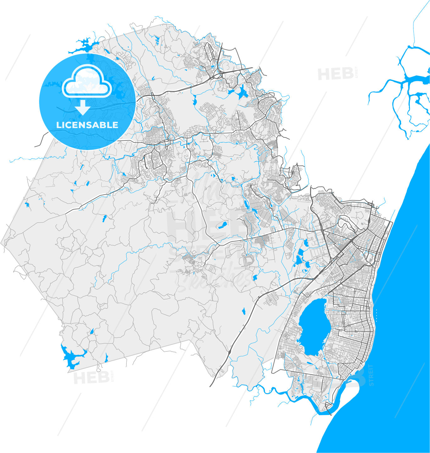 Jaboatao, Brazil, high quality vector map