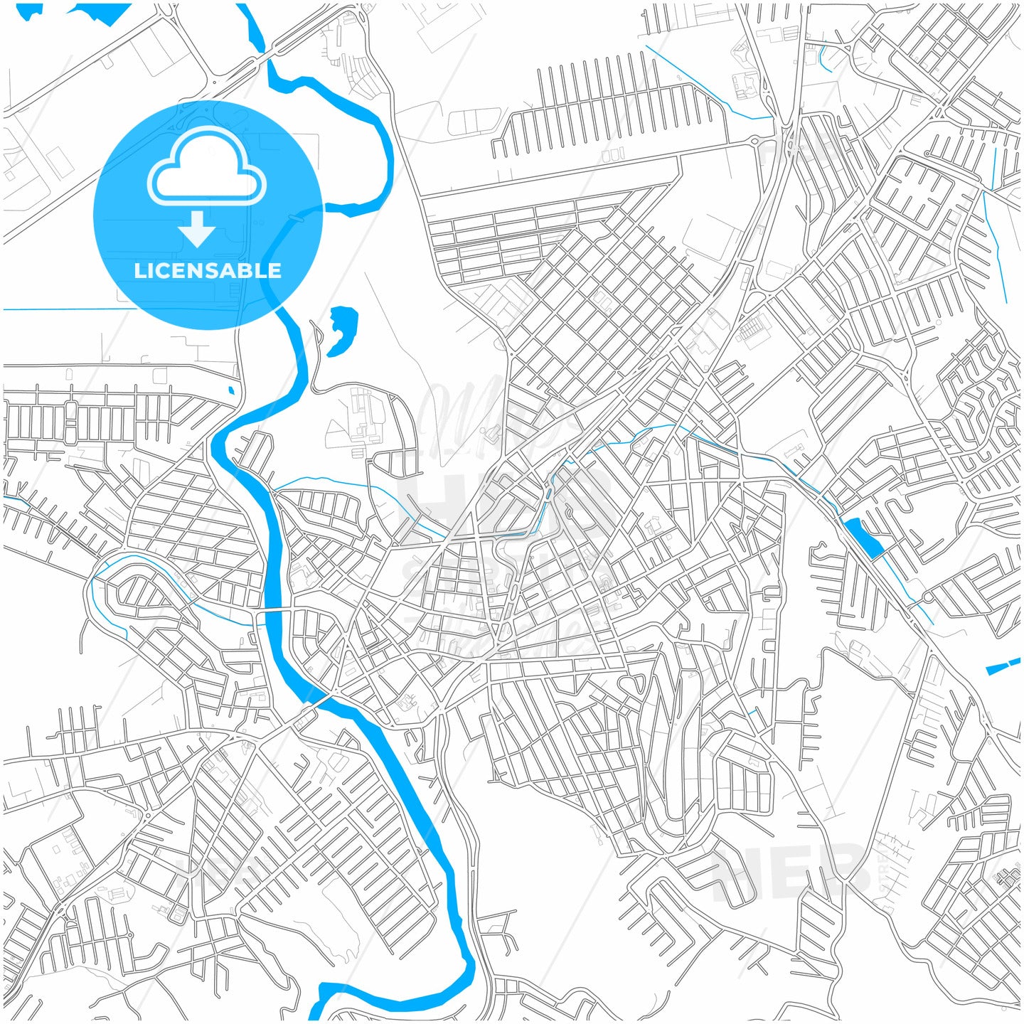 Jacarei, Brazil, city map with high quality roads.