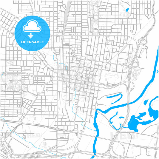 Jackson, Mississippi, United States, city map with high quality roads.