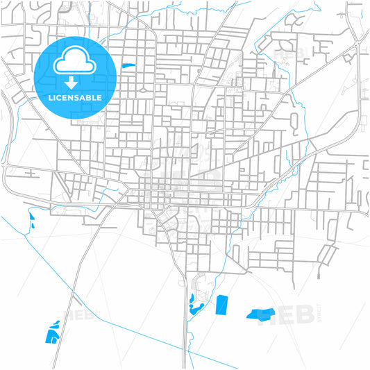 Jackson, Tennessee, United States, city map with high quality roads.