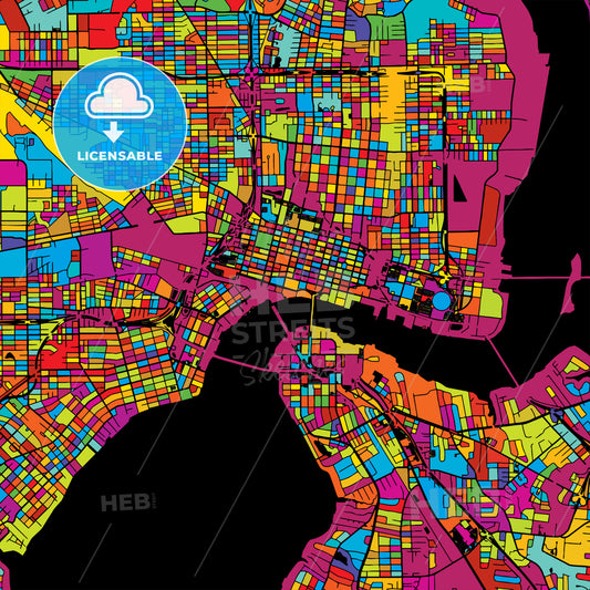 Jacksonville Colorful Vector Map on Black