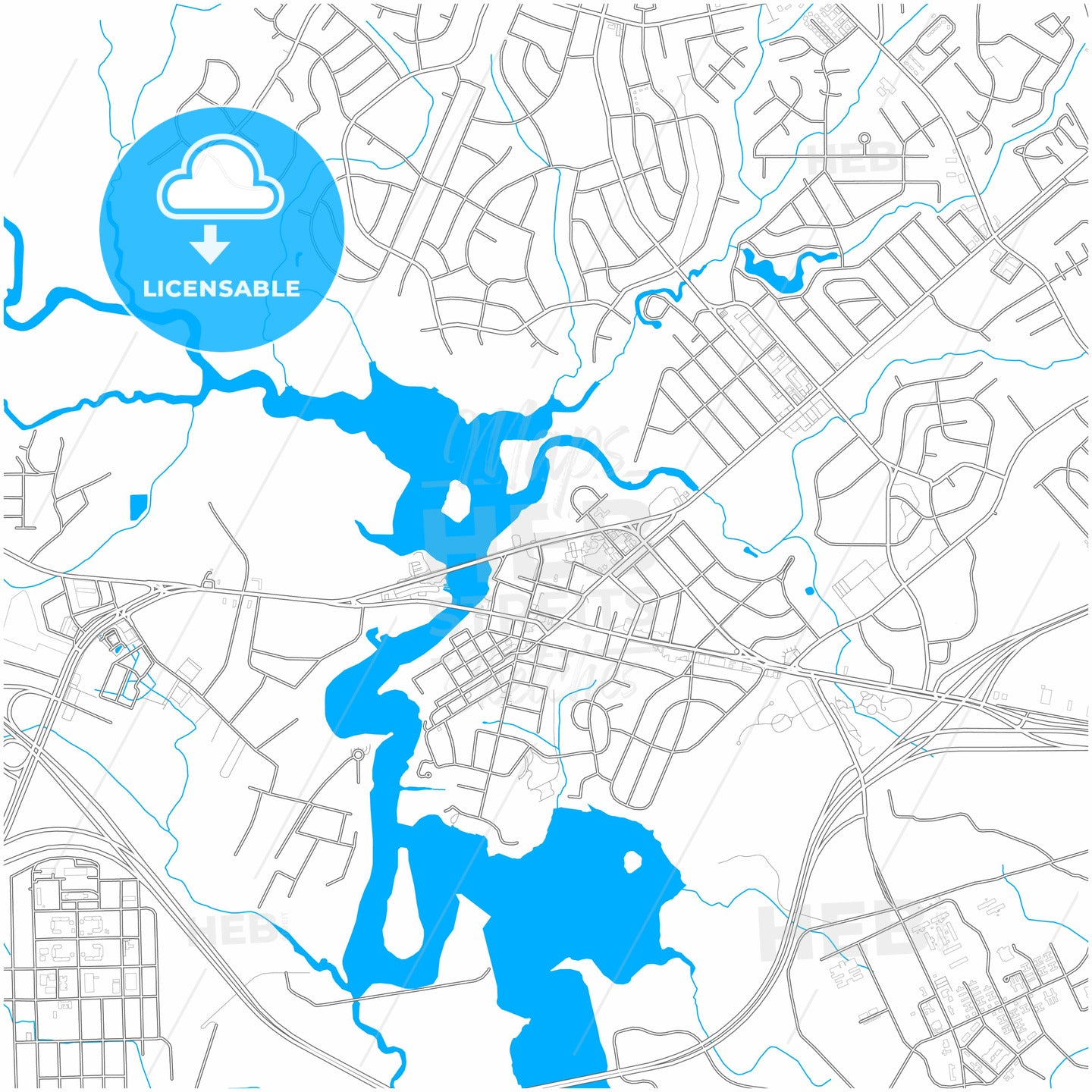 Jacksonville, North Carolina, United States, city map with high quality roads.