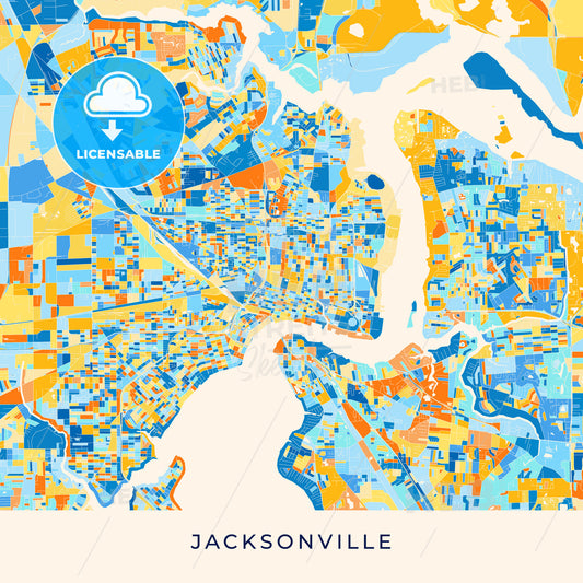 Jacksonville colorful map poster template