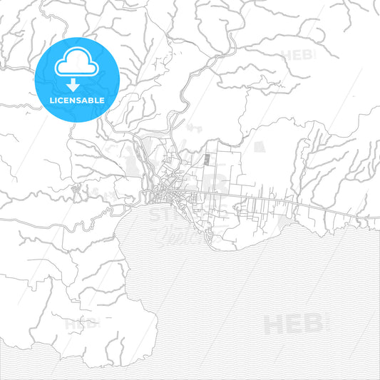 Jacmel, Sud-Est, Haiti, bright outlined vector map