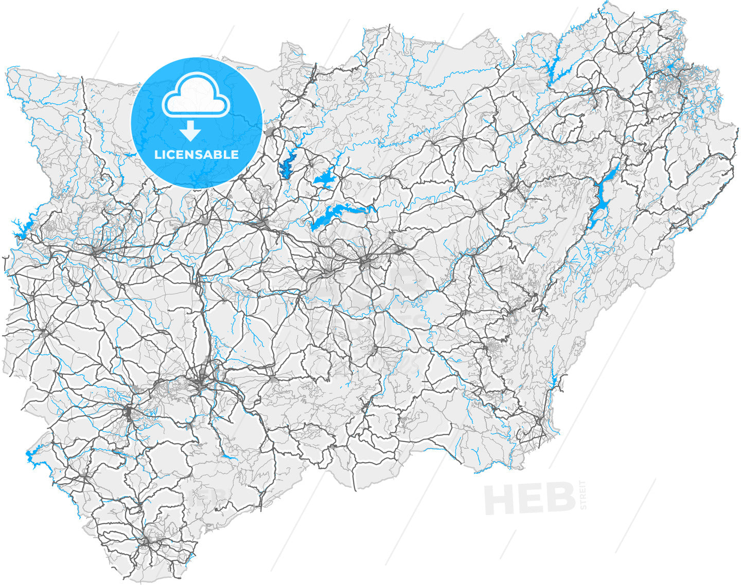 Jaén, Spain, high quality vector map