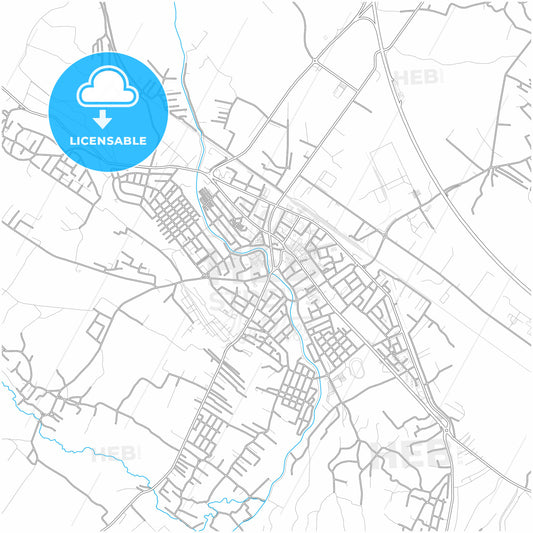 Jagodina, Pomoravlje, Serbia, city map with high quality roads.