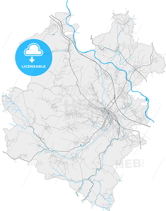 Jagodina, Pomoravlje, Serbia, high quality vector map