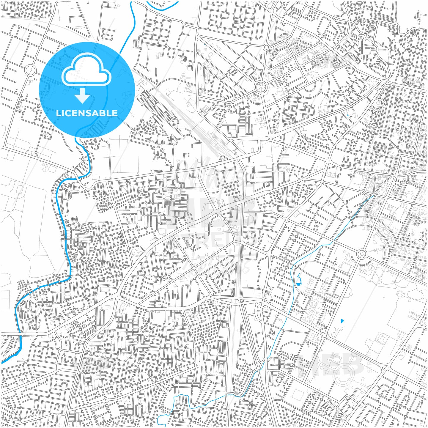 Jaipur, Rajasthan, India, city map with high quality roads.