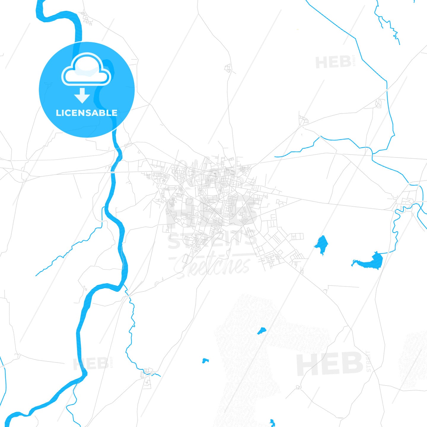 Jalgaon, India PDF vector map with water in focus