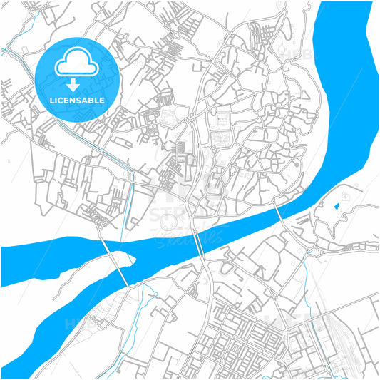 Jammu, India, city map with high quality roads.