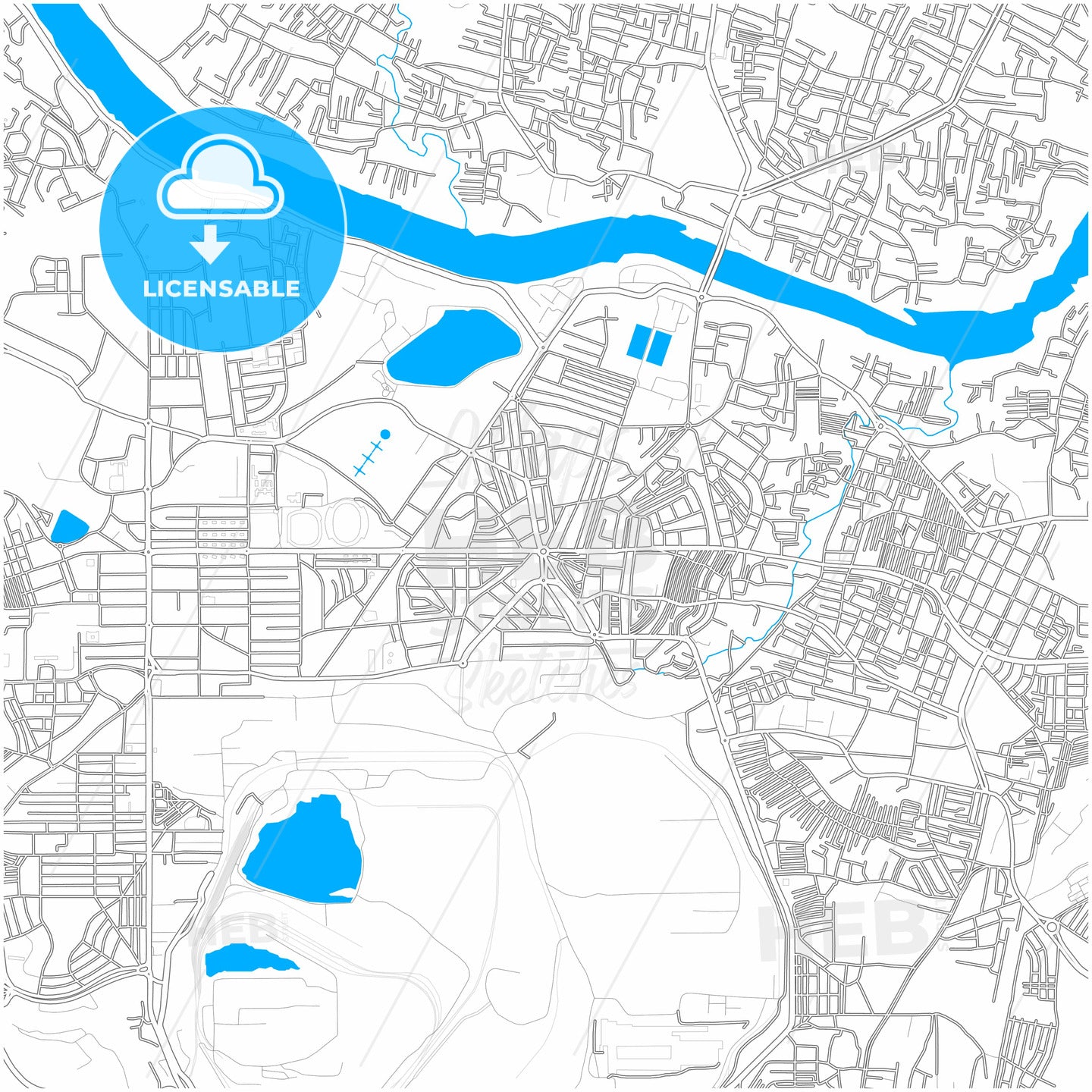 Jamshedpur, Jharkhand, India, city map with high quality roads.