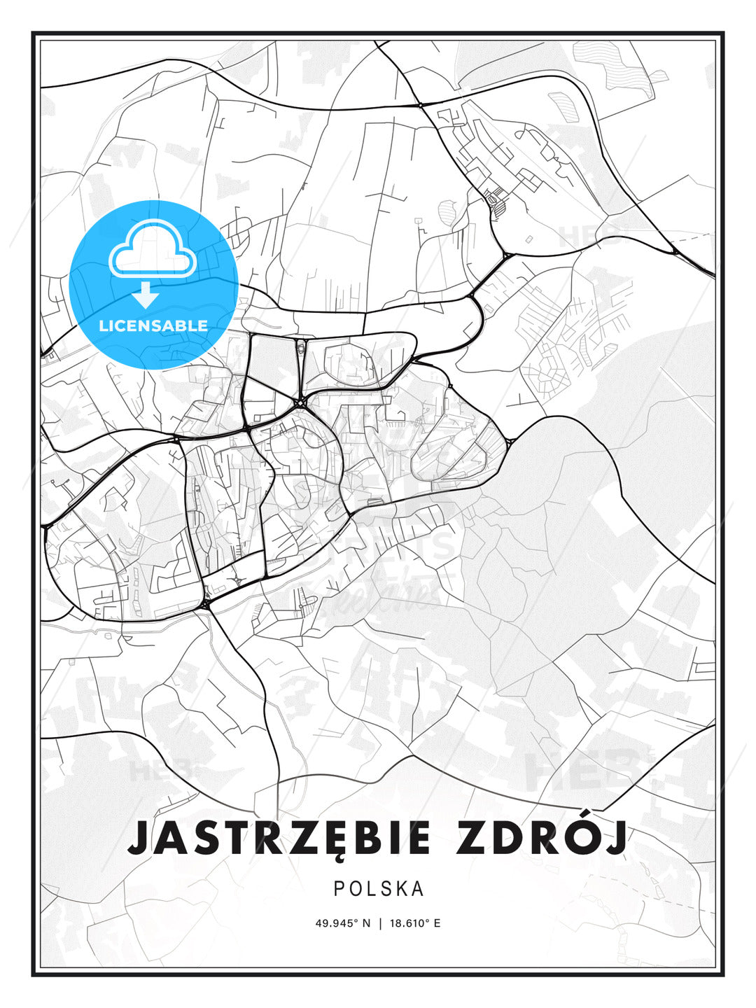 Jastrzębie Zdrój, Poland, Modern Print Template in Various Formats - HEBSTREITS Sketches