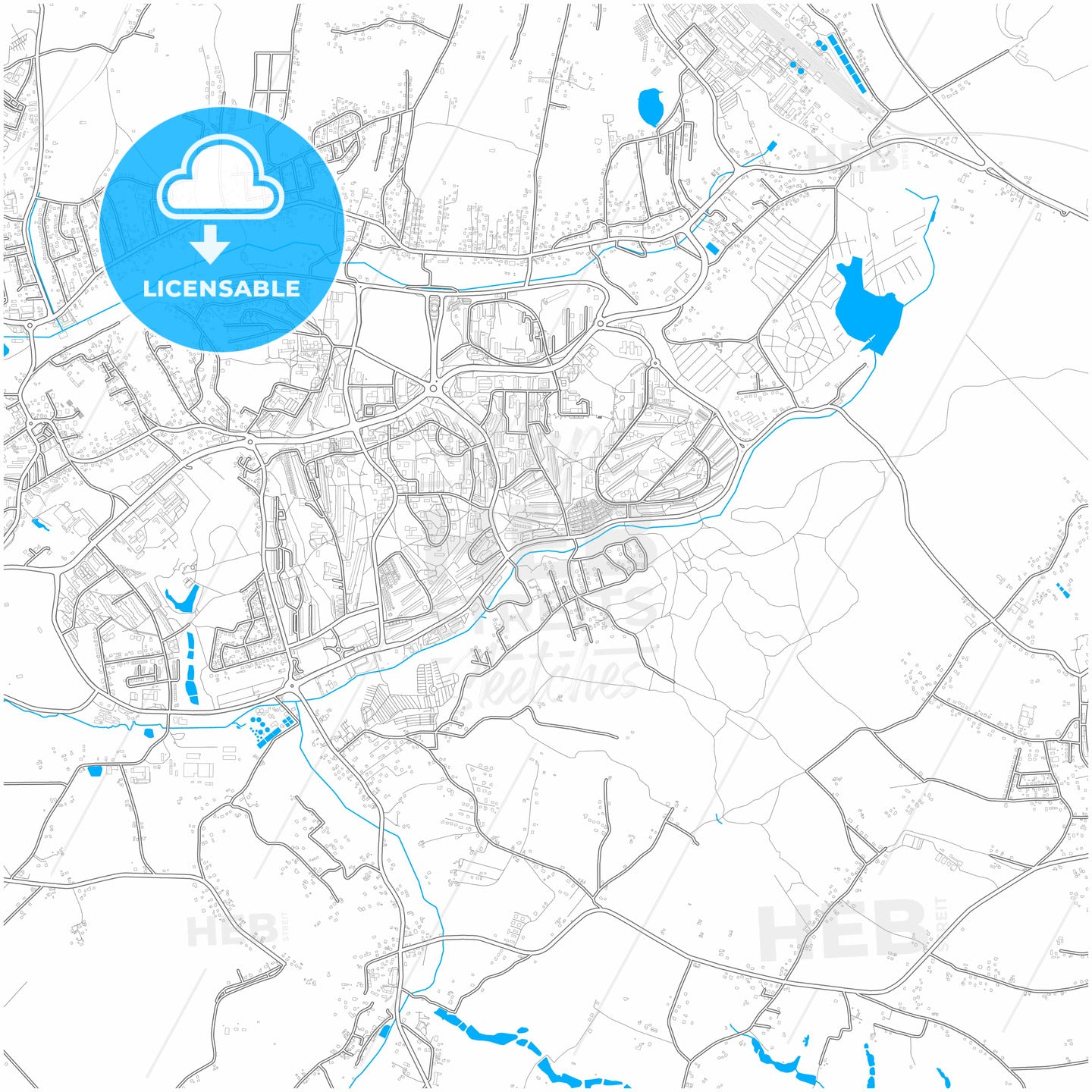 Jastrzębie Zdrój, Silesian, Poland, city map with high quality roads.