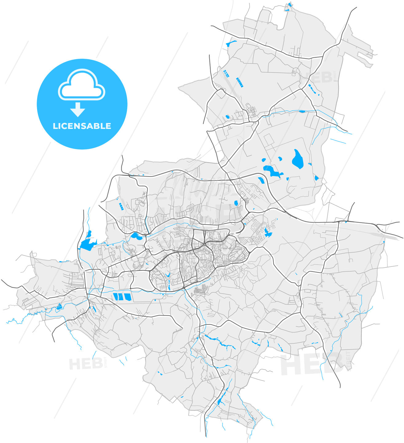 Jastrzębie Zdrój, Silesian, Poland, high quality vector map