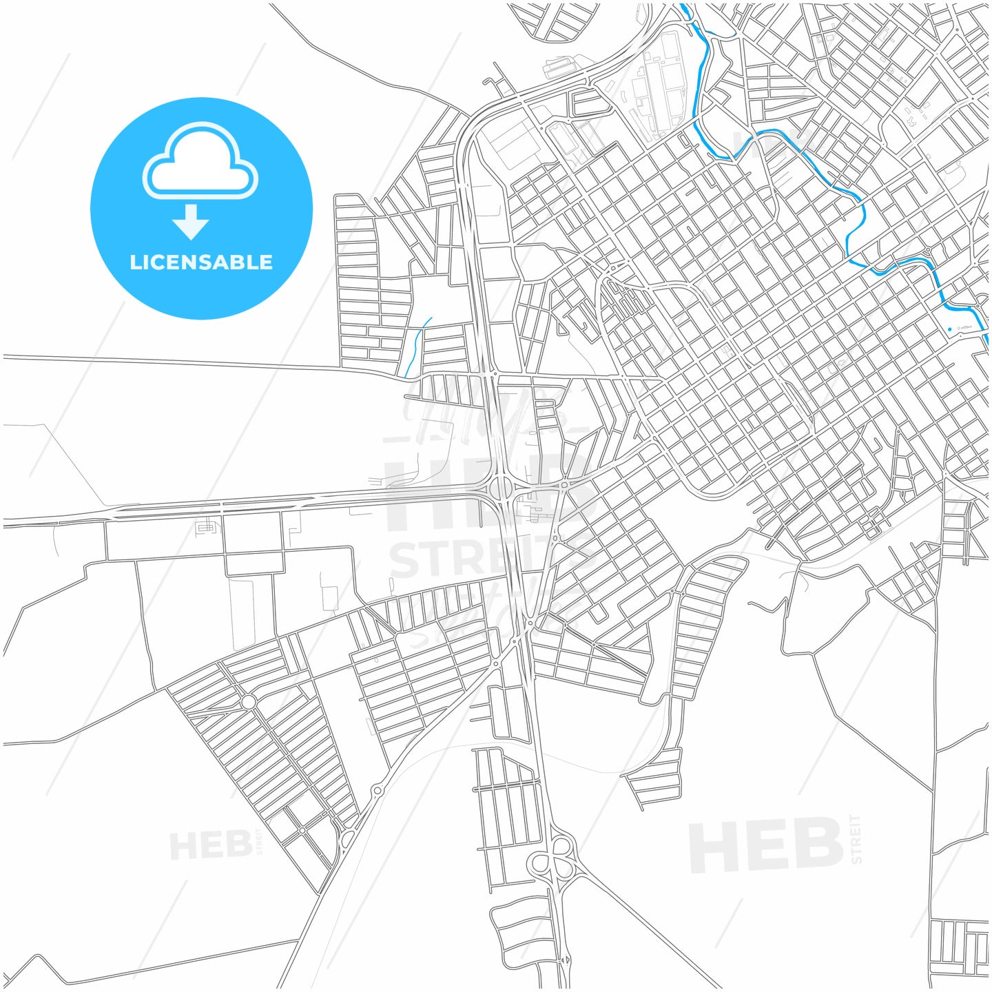 Jau, Brazil, city map with high quality roads.