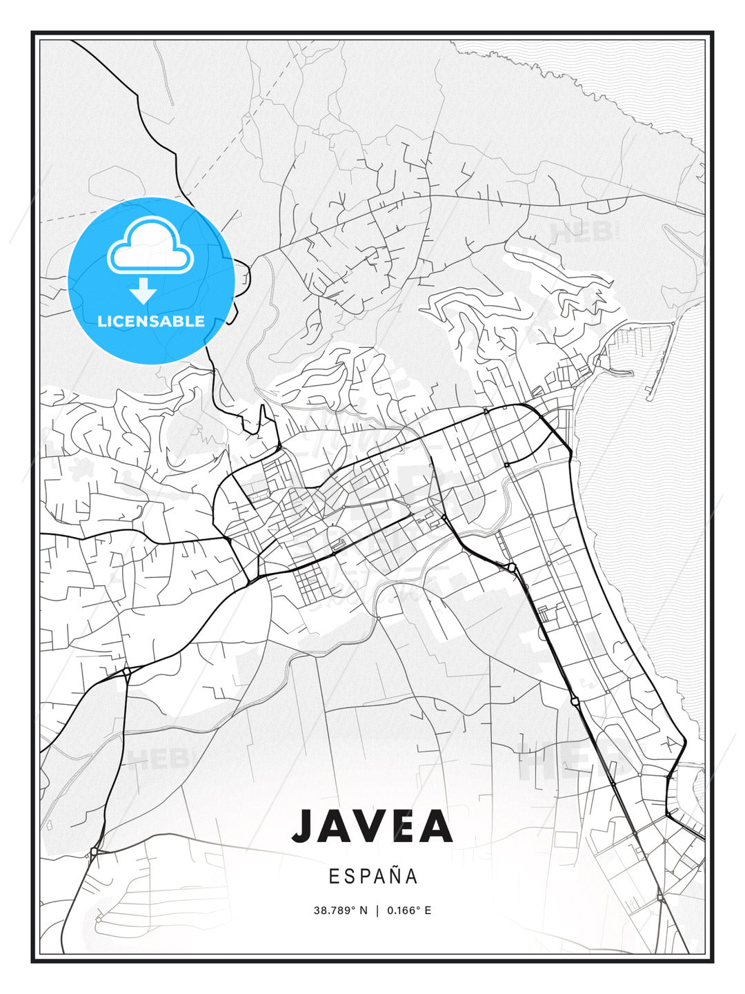 Javea, Spain, Modern Print Template in Various Formats - HEBSTREITS Sketches