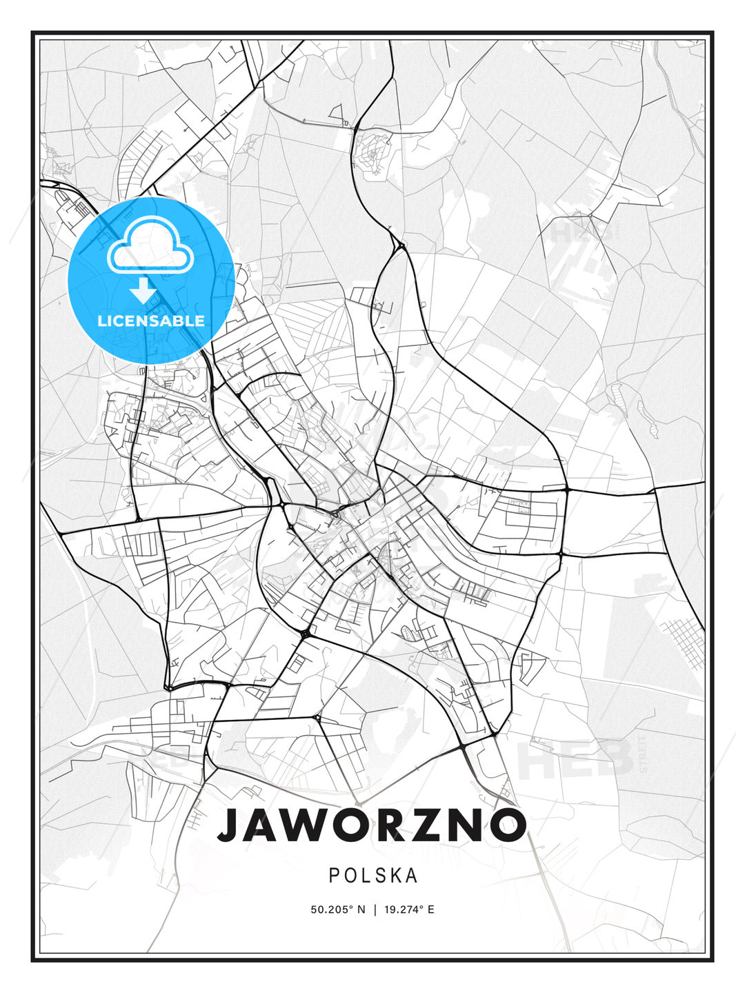 Jaworzno, Poland, Modern Print Template in Various Formats - HEBSTREITS Sketches