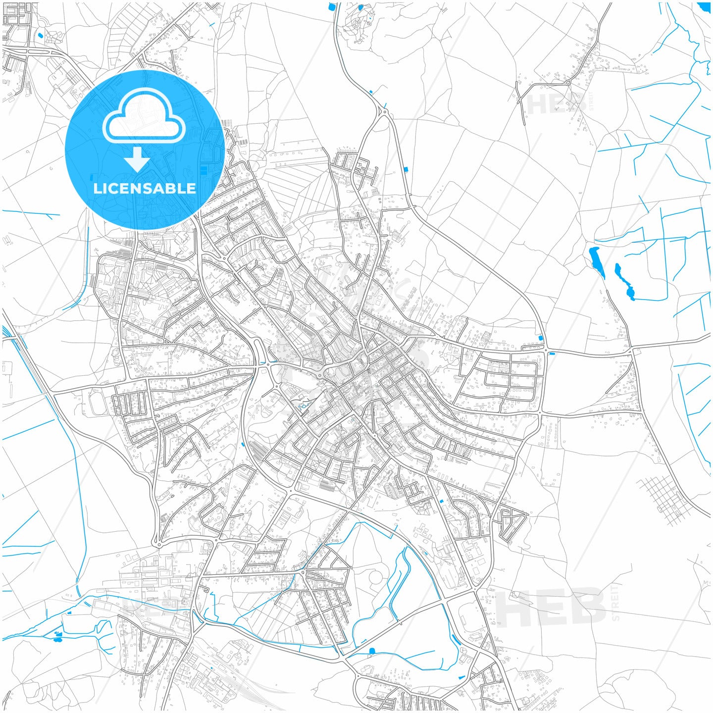 Jaworzno, Silesian, Poland, city map with high quality roads.