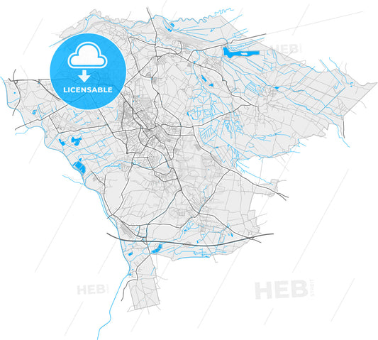 Jaworzno, Silesian, Poland, high quality vector map