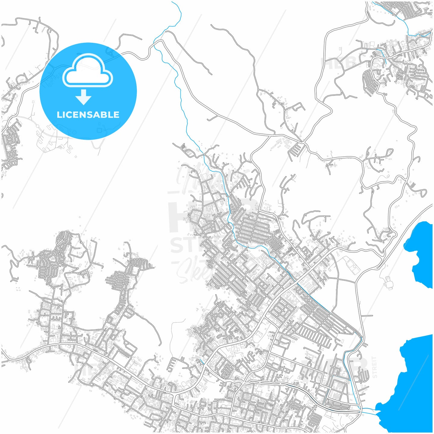 Jayapura, Papua, Indonesia, city map with high quality roads.