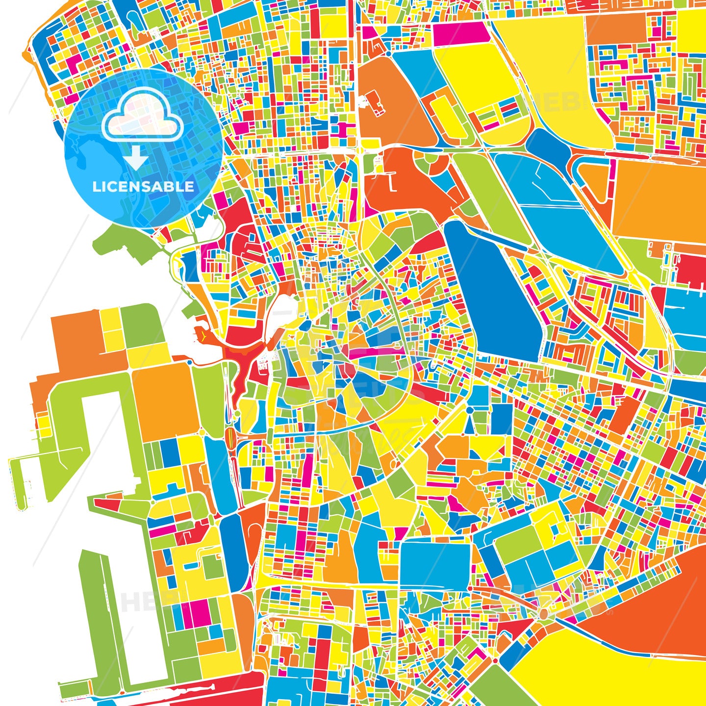 Jeddah, Saudi Arabia, colorful vector map