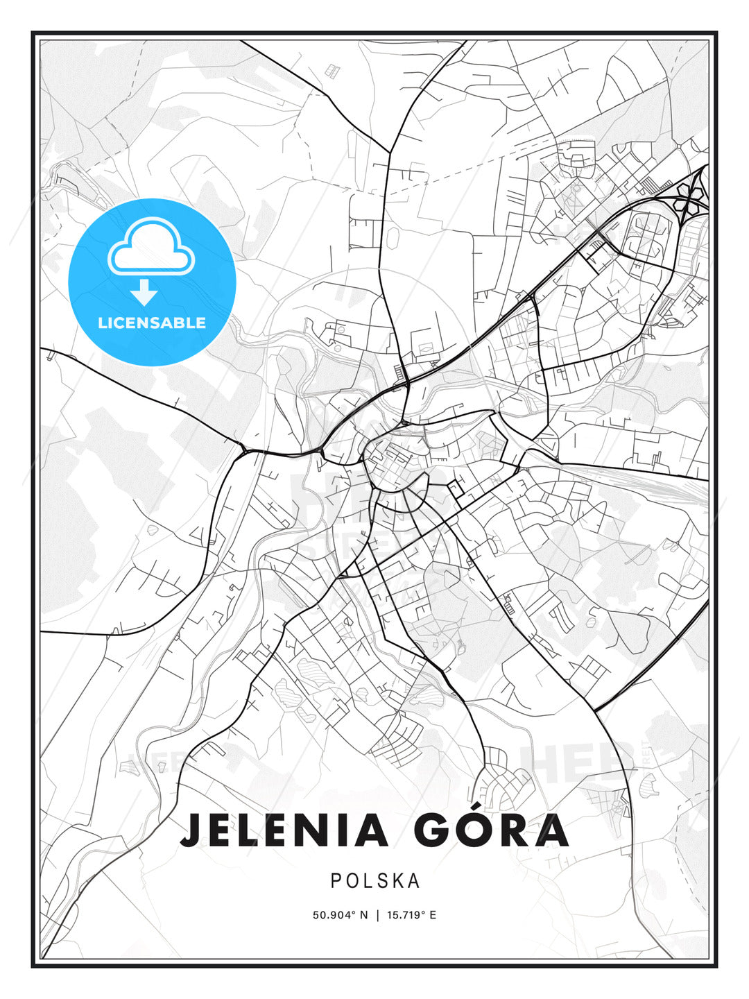 Jelenia Góra, Poland, Modern Print Template in Various Formats - HEBSTREITS Sketches