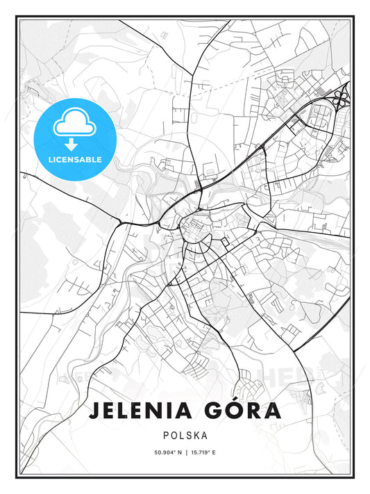 Jelenia Góra, Poland, Modern Print Template in Various Formats - HEBSTREITS Sketches