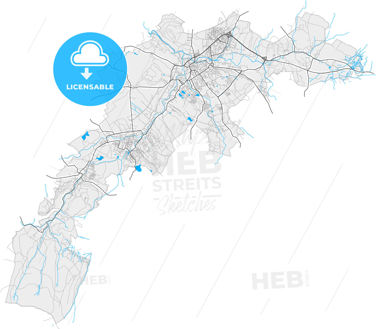 Jelenia Góra, Lower Silesian, Poland, high quality vector map