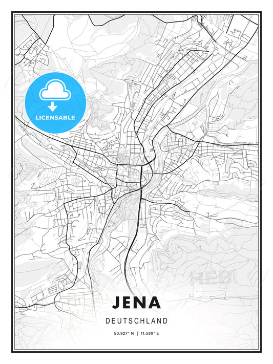 Jena, Germany, Modern Print Template in Various Formats - HEBSTREITS Sketches