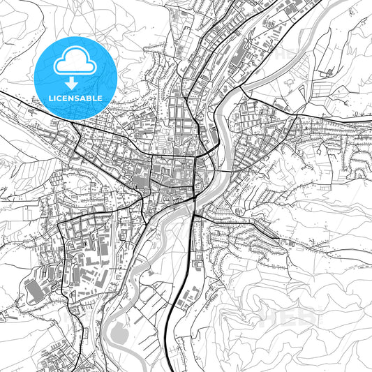 Jena, Germany, vector map with buildings