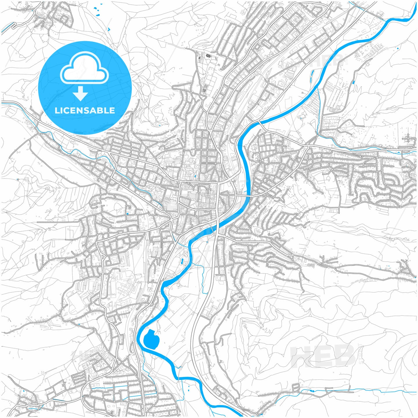 Jena, Thuringia, Germany, city map with high quality roads.