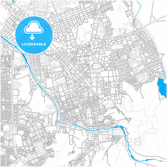 Jeonju, North Jeolla, South Korea, city map with high quality roads.