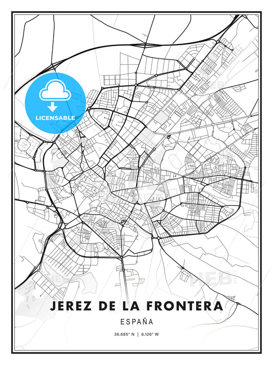 Jerez de la Frontera, Spain, Modern Print Template in Various Formats - HEBSTREITS Sketches