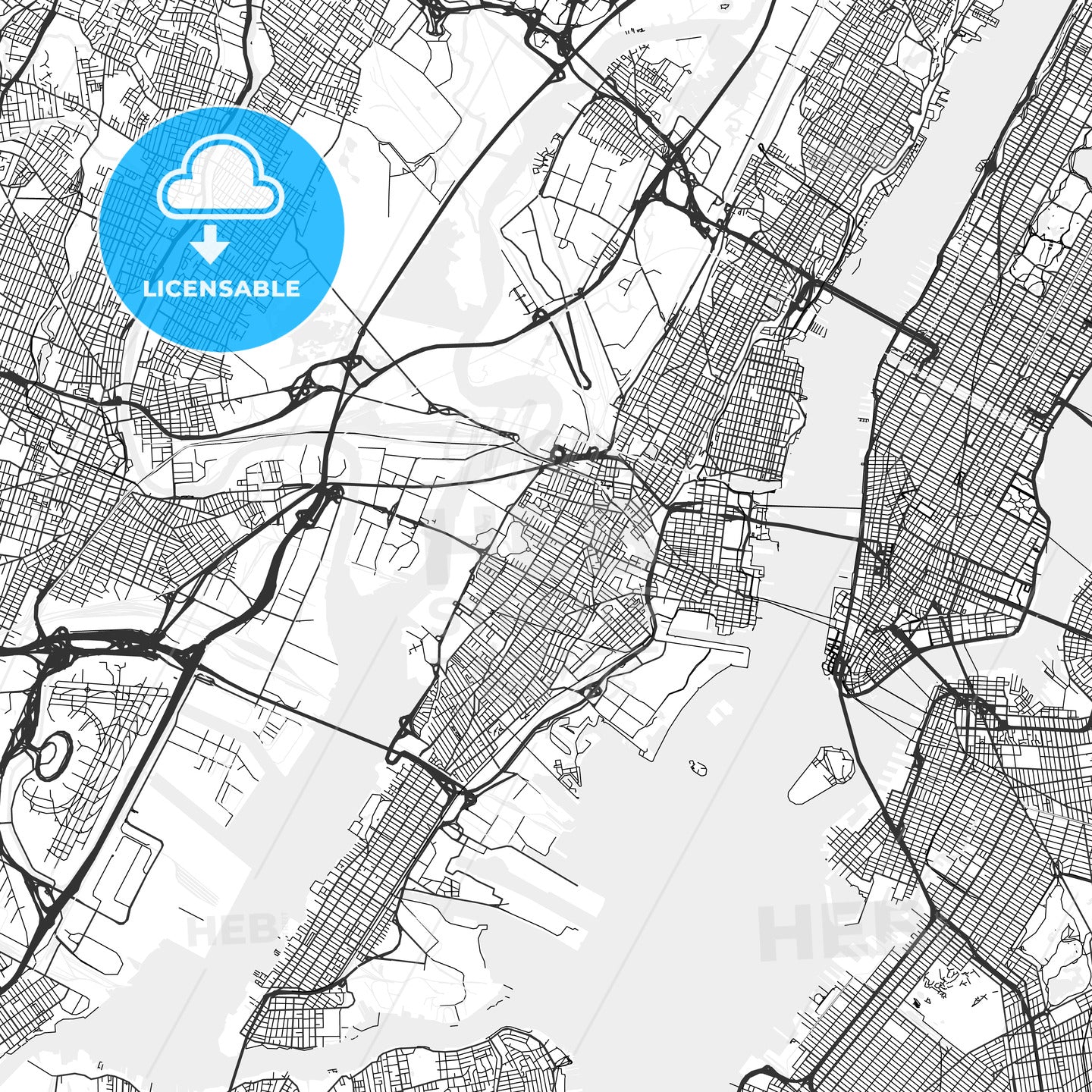 Jersey City, New Jersey - Area Map - Light