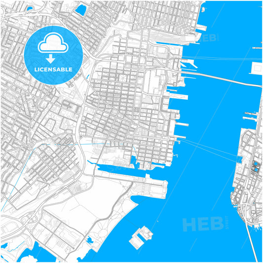 Jersey City, New Jersey, United States, city map with high quality roads.