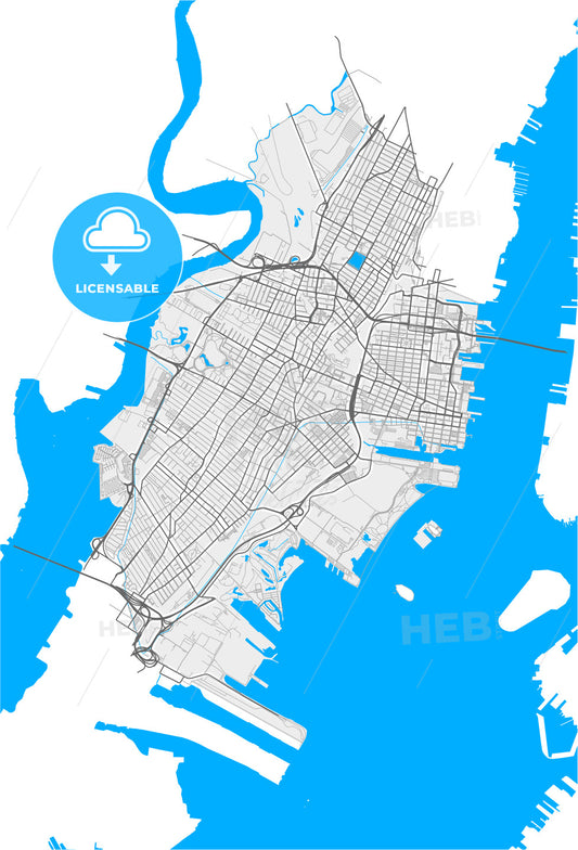 Jersey City, New Jersey, United States, high quality vector map