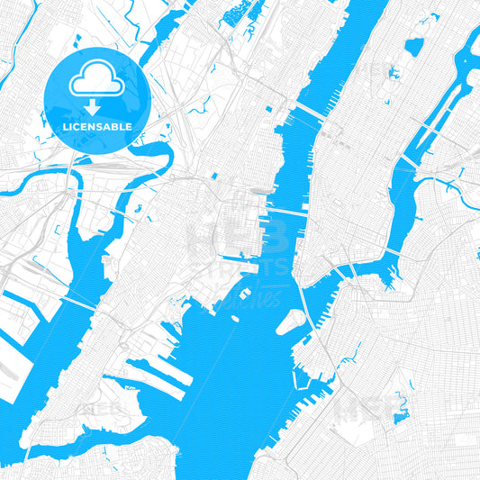 Jersey City, New Jersey, United States, PDF vector map with water in focus