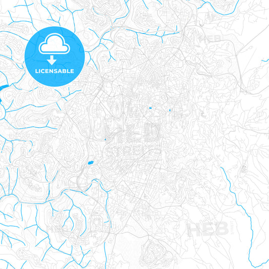 Jerusalem, Israel PDF vector map with water in focus