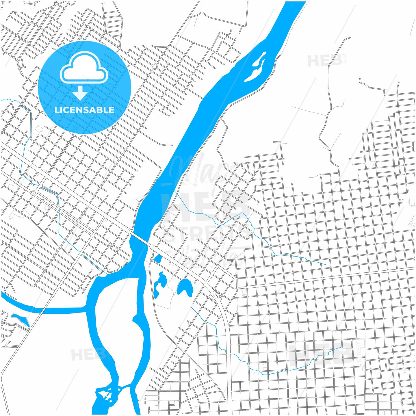 Ji Parana, Brazil, city map with high quality roads.