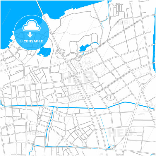 Jiangyin, Jiangsu, China, city map with high quality roads.