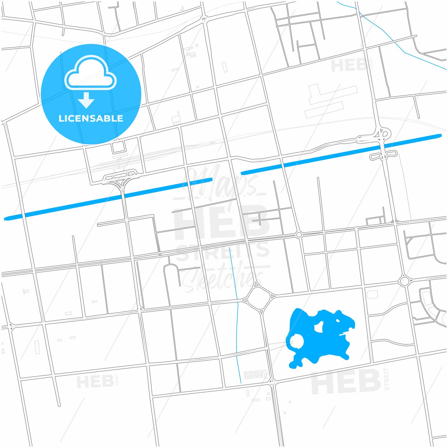 Jiaozuo, Henan, China, city map with high quality roads.