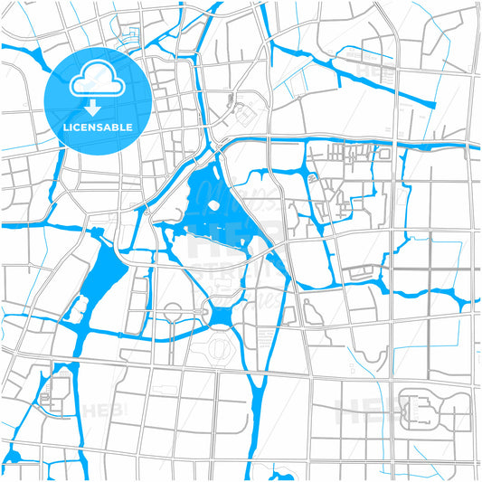 Jiaxing, Zhejiang, China, city map with high quality roads.