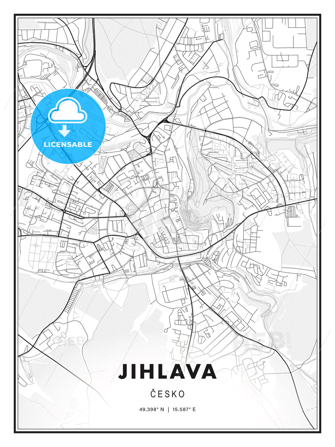 Jihlava, Czechia, Modern Print Template in Various Formats - HEBSTREITS Sketches