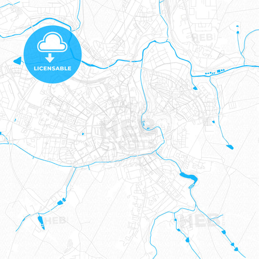 Jihlava, Czechia PDF vector map with water in focus