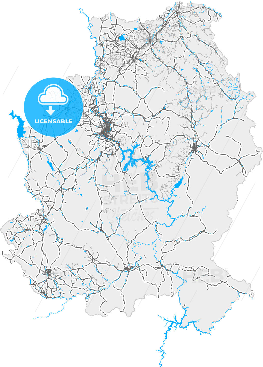 Jilin City, Jilin, China, high quality vector map